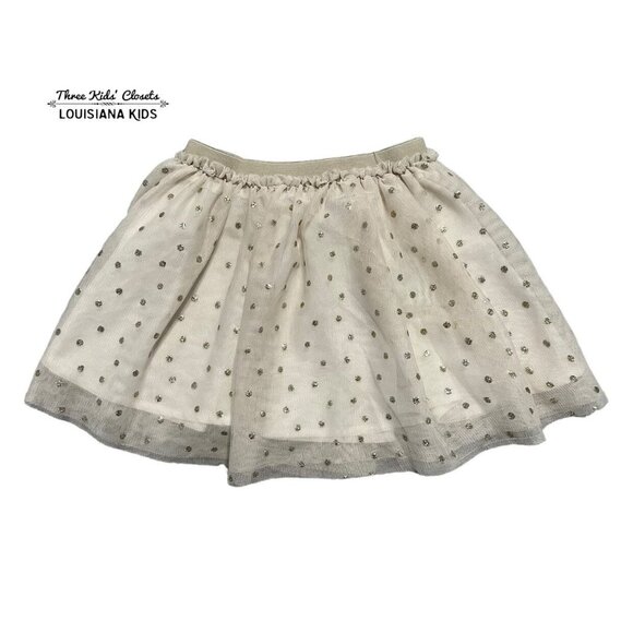 Mayoral 2Y Champagne Gold Glitter Polkadot Tulle Skirt - Picture 1 of 4